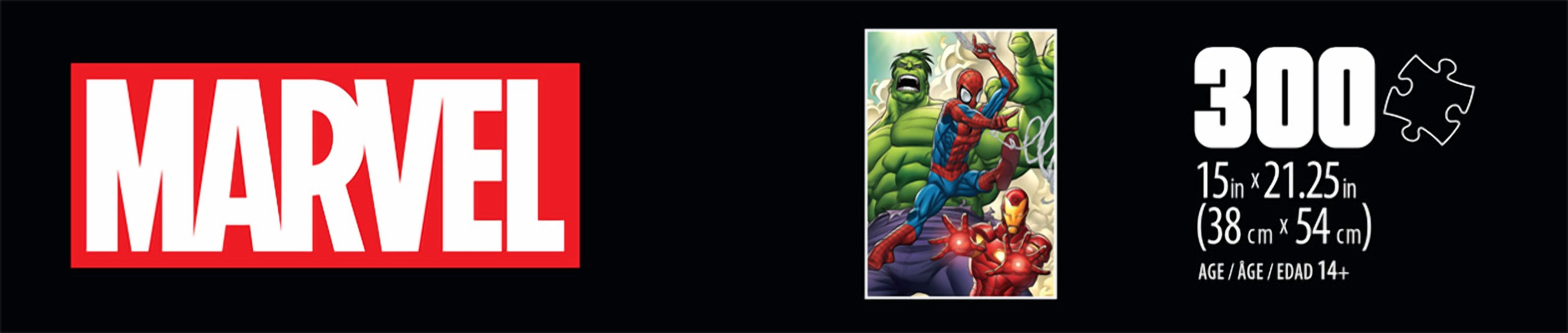 Buffalo Games Marvel - Puzzle en bois entrelaçant de 300 pièces Marvel Adventures Super Heroes pour adultes de 14 ans et plus