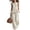 White, variant on 2 Piece Cotton Linen Outfit for Women Sleeveless Ruffled Peplum Top & Wide Leg Pants Set Casual Summer Beach Vacation Sets Red M