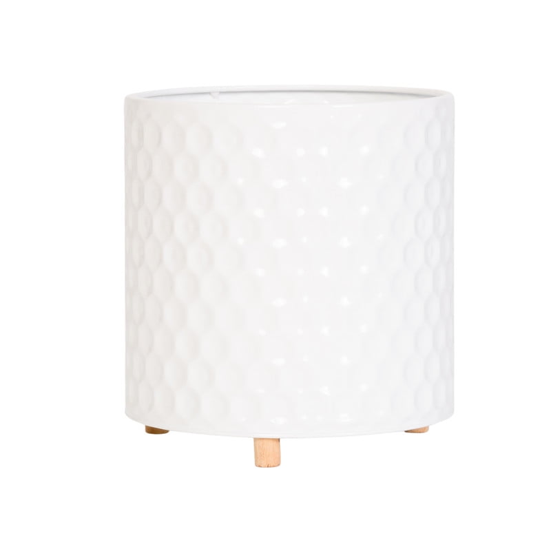 Honeycomb Metal Planter Pot With Peg Base - White - 10.75"H x 10.25"W