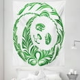 thumbnail image 1 of Modern Tapestry, Ukrainian Folk Art Ceramic Tile Inspired Panda Bear Featured Foliage Illustration, Fabric Wall Hanging Decor for Bedroom Living Room Dorm, 5 Sizes, Hunter Green, by Ambesonne, 1 of 1