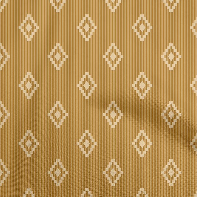 oneOone Georgette Viscose Brown Fabric Geometric With Stripes Sewing Material Print Fabric By The Yard 42 Inch Wide