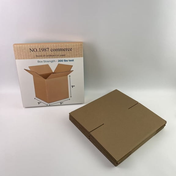 NO.1987 commerce Boxes of cardboard or paper,Small Cube Moving & Shipping Boxes 7 x 7 x 7 inches (5-Pack) - Extra Strength 200 lb vs Regular Boxes