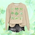 thumbnail image 2 of Kilaqueen St Patrick's Day Womens Sweatshirt Long Sleeve Crewneck Shamrock Clover Print Shirts Tees Casual Love Irish Clover Sweatshirt, 2 of 4
