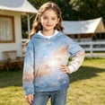 thumbnail image 4 of Piuwrlz Girls Pattern Hooded Sweatshirts for Kids Fall Hood Hoodies Long Sleeve Pullover Gray Size 7 Years, 4 of 8
