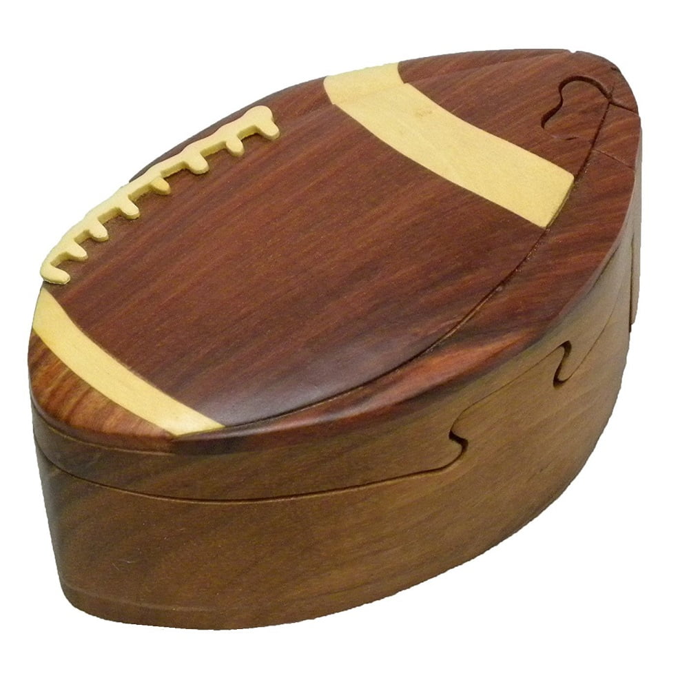 Baseball Handcrafted Carved Intarsia Wood Puzzle Box Jewelry Trinket Box 