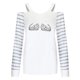 thumbnail image 4 of Camiseta de manga larga con cuello en V para mujer a la moda, blusa holgada con hombros descubiertos y estampado de otoño Fridja  fksj2984, 4 of 4