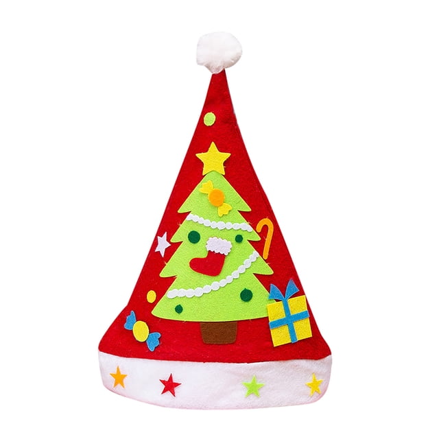 DIY Craft Sewing Felts Cartoon Christmas Hat Kit Kids Sewing Toy Gift Xmas Decor