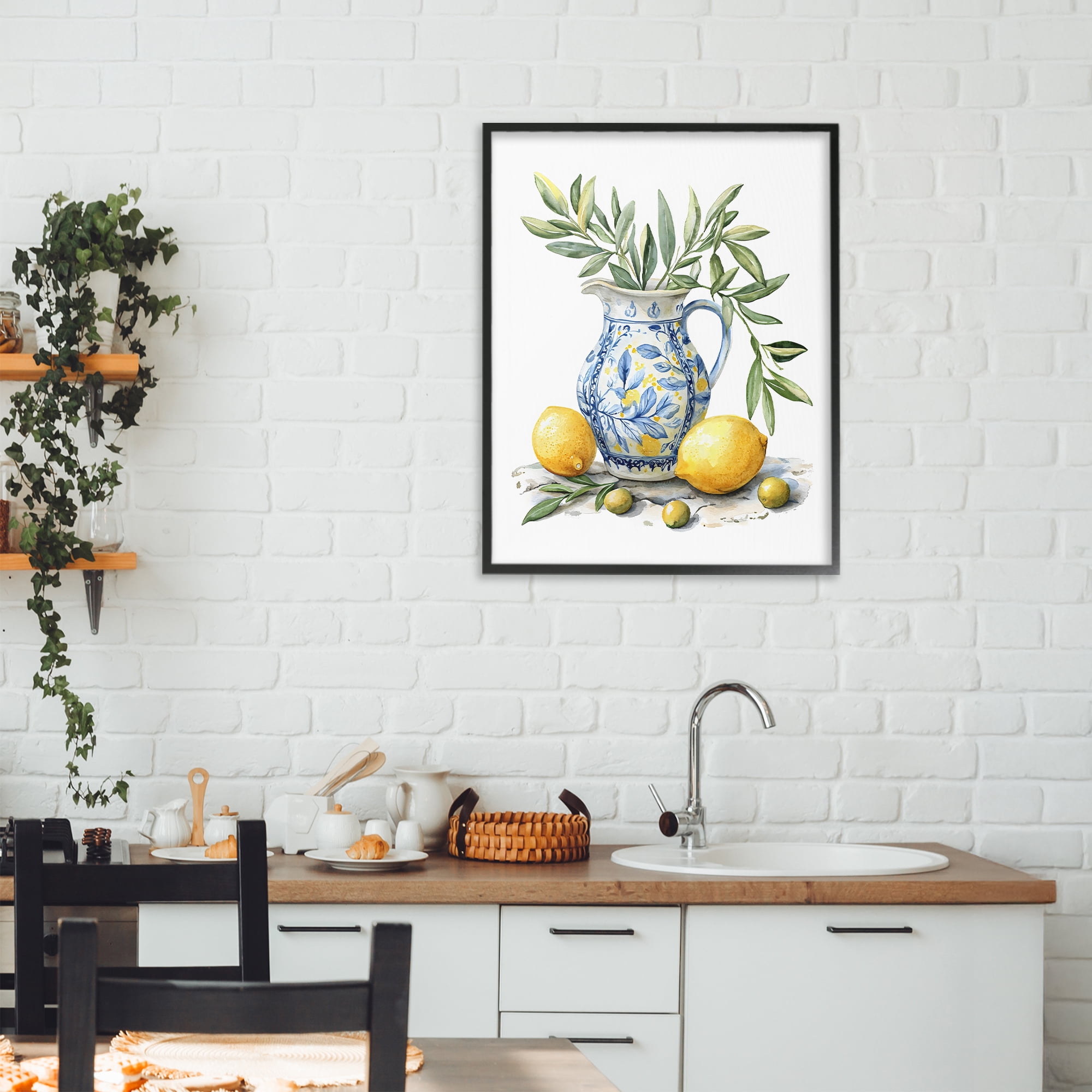 Stupell Industries Lemon & Olive Branch Still Life Black Framed Giclee Art, design by LSR Design Studio