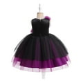 thumbnail image 4 of SERTG Girls Dress Floral Sheer Sweep Train Halloween Sleeveless Round Neck Role Play Outfit for Big Kids 4-10 Years(Purple#1,6 Years), 4 of 9