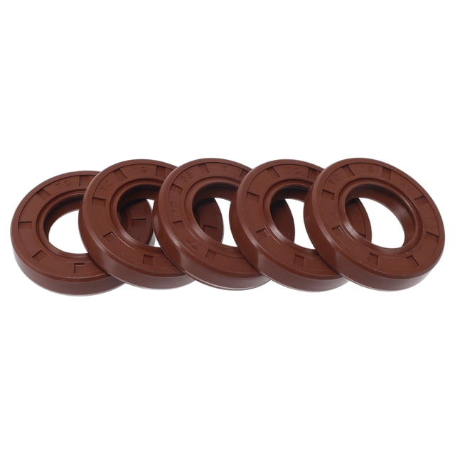 Sello de Aceite Universal TC Doble Labio con Resorte de Acero 19x35x7mm Alta Presión Caucho FKM Marrón 5 Pcs