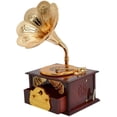 thumbnail image 1 of Tocadiscos de trompeta clásica, caja de música y caja de maquillaje, joyero, decoración del hogar (marrón) JAMW Sencillez, 1 of 5