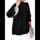 thumbnail image 3 of Blusas Casuales de Larga con Cuello en V y Botones para Mujer, Blusas Lisas de Gran Tamaño. Negro XL, 3 of 7