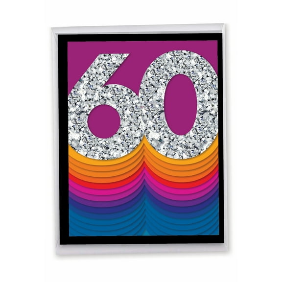 1 Big 60th Anniversary Card with Envelope (8.5 x 11 Inch) - Bold Milestones 60 J6110DMAG