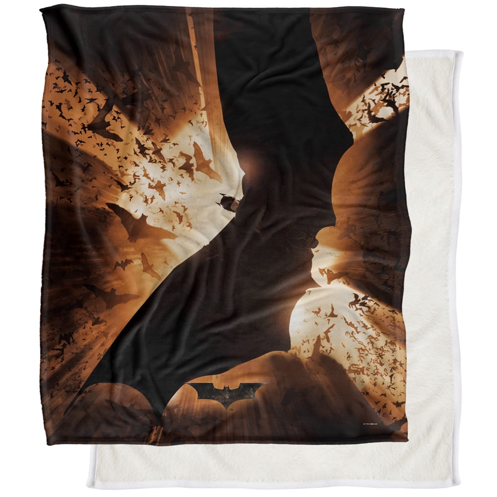 Batman Begins Batman Blanket, 50' x 60' Batman Begins Poster Silky Touch Sherpa Back Super