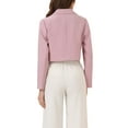 thumbnail image 3 of INSPIRE CHIC Women's Long Sleeve Open Front Notched Lapel Business Cropped Blazer Jackets M Pink, 3 of 6