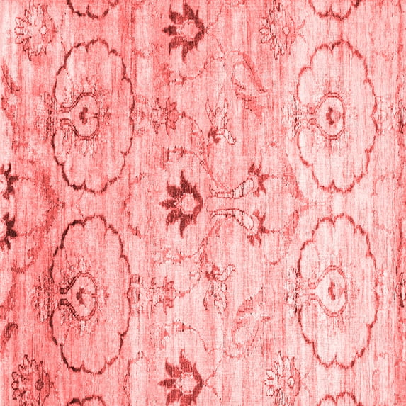 Ahgly Company Indoor Square Abstract Red Contemporary Area Rugs, 4' Square