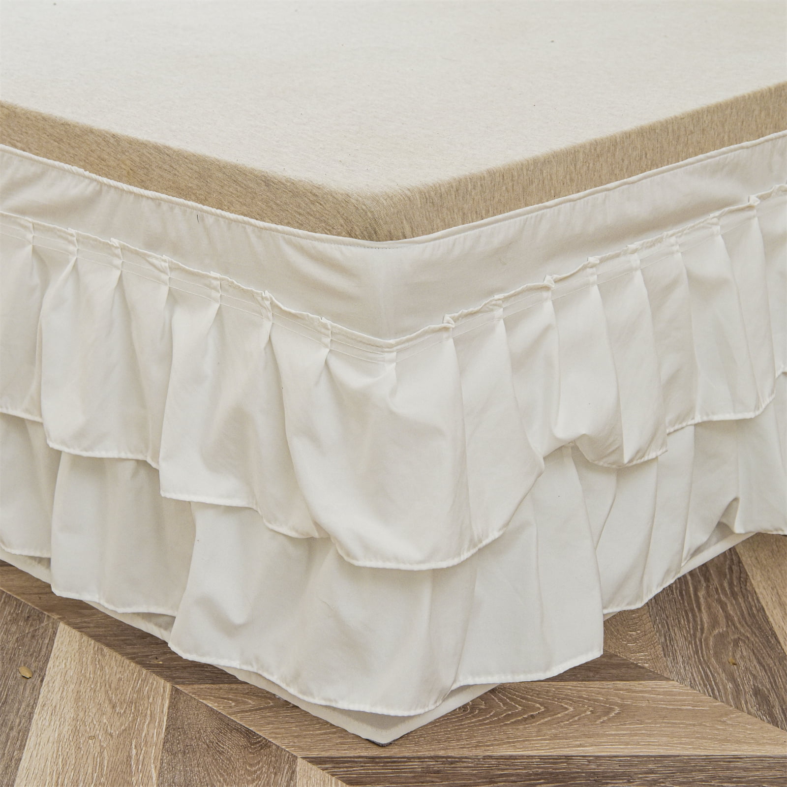 Move Over Ruffled White Bed Skirt Full for 16 inches Drop Elastics Dust