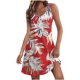 thumbnail image 2 of Ovzne Robes pour Femmes 2025 Robe de Plage Mode d'Été pour Femmes Plage Poche Imprimé Sans Manches Robe à Col en V Robe Grande Taille Imprimée Liquidation, 2 of 7