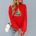 thumbnail image 6 of SELONE Crew Neck Sweatshirts Women Christmas Tree Star Print pullover Shirts Soild Tops Loose Vacation Clothes, 6 of 6