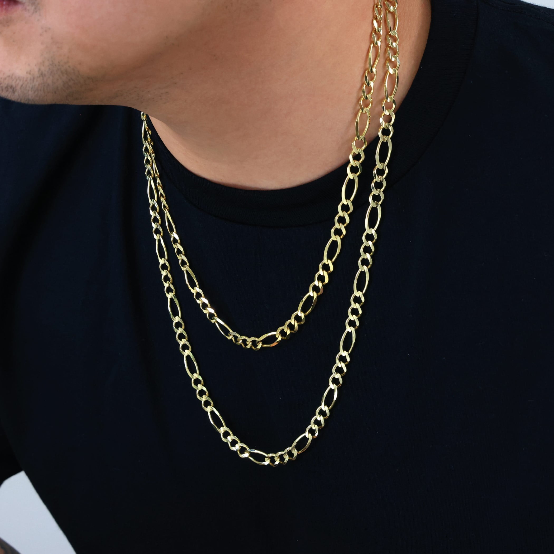 Nuragold 14k Real Yellow Gold Solid Figaro Link 6.5mm Chain Necklace (18"-30") Italian Jewelry for Men