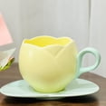 thumbnail image 1 of Taza de Cerámica Para Café En Forma de Tulipán HappyWare Tulipans Amarillo 300ml, 1 of 3