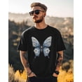 thumbnail image 1 of Men's T-Shirt Blue Butterfly Short Sleeves Tee for Men White Floral Cotton Graphic Crew Neck Shirts for Teens Boys, 1 of 7