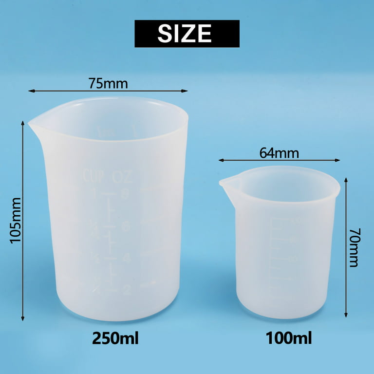 Silicone Measuring Cups 2 X 500ml & 2 X 250ml Great for Epoxy Resin Mixing  Set of 4 Cups 