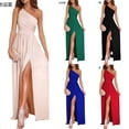 thumbnail image 2 of 2022 Europe and America Cross Border New Sexy Solid Color One Shoulder Hollow-out Halter High Waist Slit Extra Long Dress Women's Clothing, 2 of 6