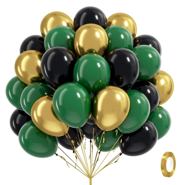 Set de Globos Awenztech 60 piezas 12" Verde, Negro y Dorado