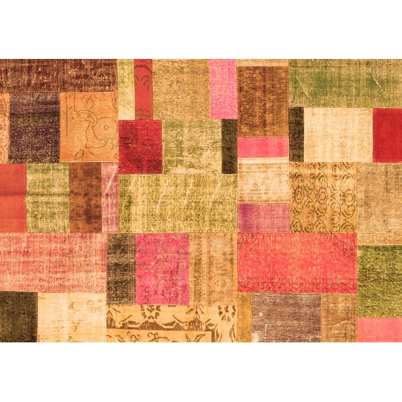 Ahgly Company Indoor Rectangle Patchwork Orange Transitional Area Rugs, 4' x 6'