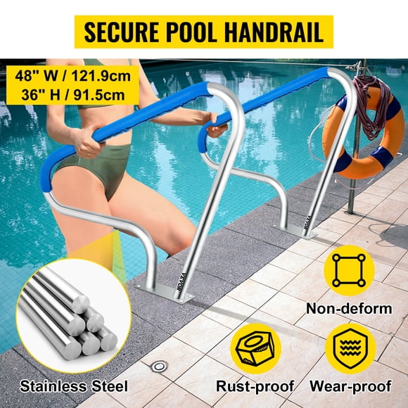 Barandilla para piscina VEVOR Acero inoxidable 304 48x36 Capacidad de carga 250 libras