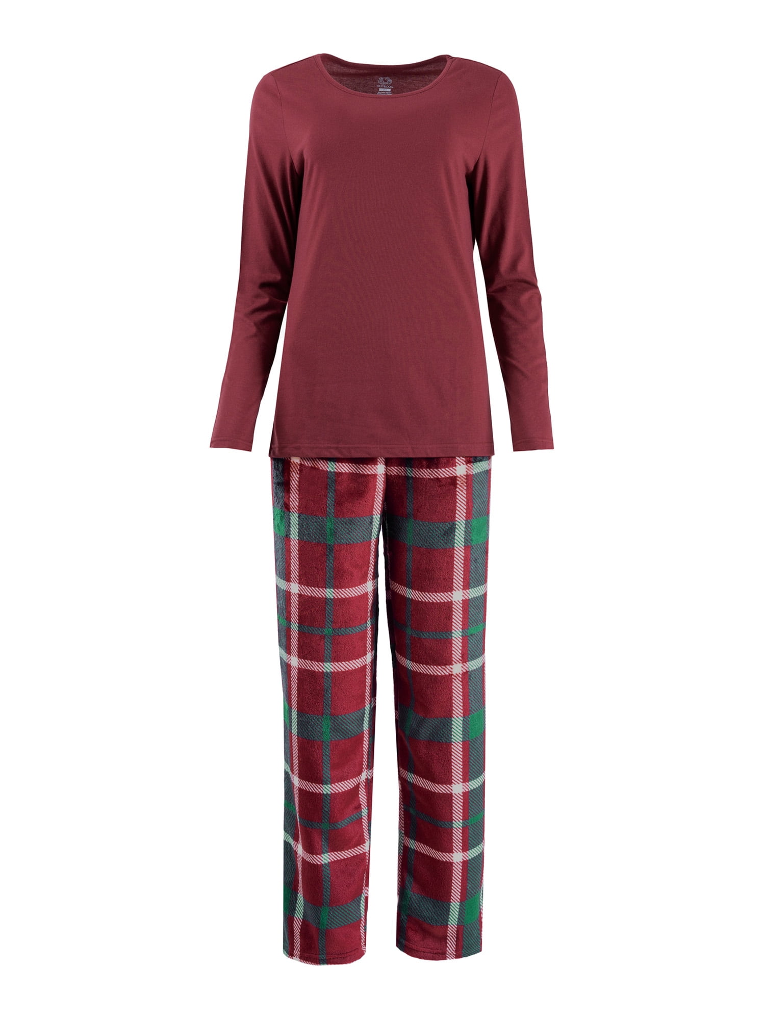 Fruit of the Loom Women's Beyond Soft Long Sleeve Top & Fleece Bottom Pajama Set, Sizes S-4X