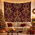 thumbnail image 3 of Ornate Damask Medallions on Burgundy, Romantic Vintage for Classic Art Lovers, Symmetrical Floral Decor, Housewarming Gift, Tapestry Wall Hanging for Bedroom and Living Room, 3 of 7