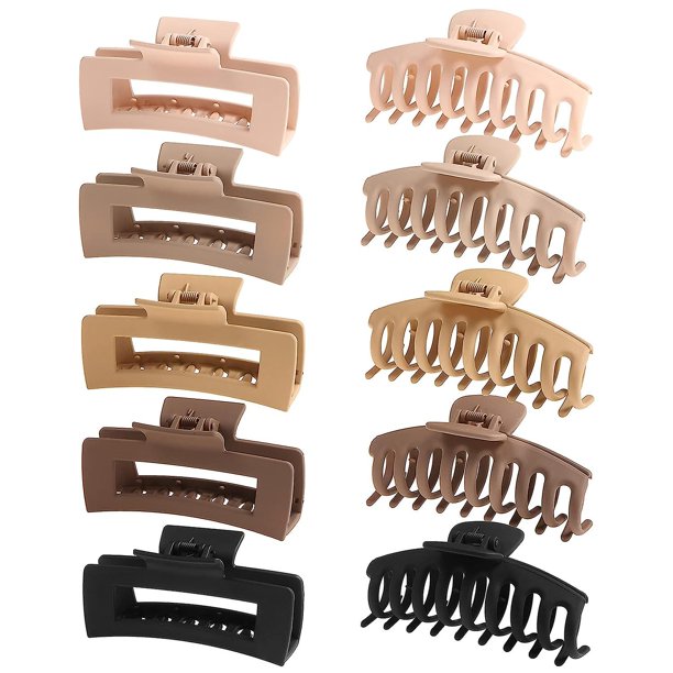 Pinzas de garra grandes para cabello grueso, paquete de 10 de 4,4 pulgadas, pinzas antideslizantes, garra grande para el cabello, accesorios para el cabello multicolor para mujeres