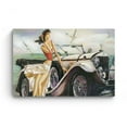 thumbnail image 3 of Startonight Canvas Wall Art Abstract Beige Retro Car and Woman Painting Framed 32" x 48", 3 of 6