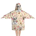 thumbnail image 2 of Yorkie Dog and Flower Florals Blanket Hoodies for Kids 6-13YR Oversize Wearable Blanket Hoodies for Boys Girls Teens, 2 of 7
