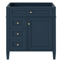 30-inch Modern Blue Bathroom Vanity Cabinet with 3 Drawers & Door Organizer - No Top Sink Included