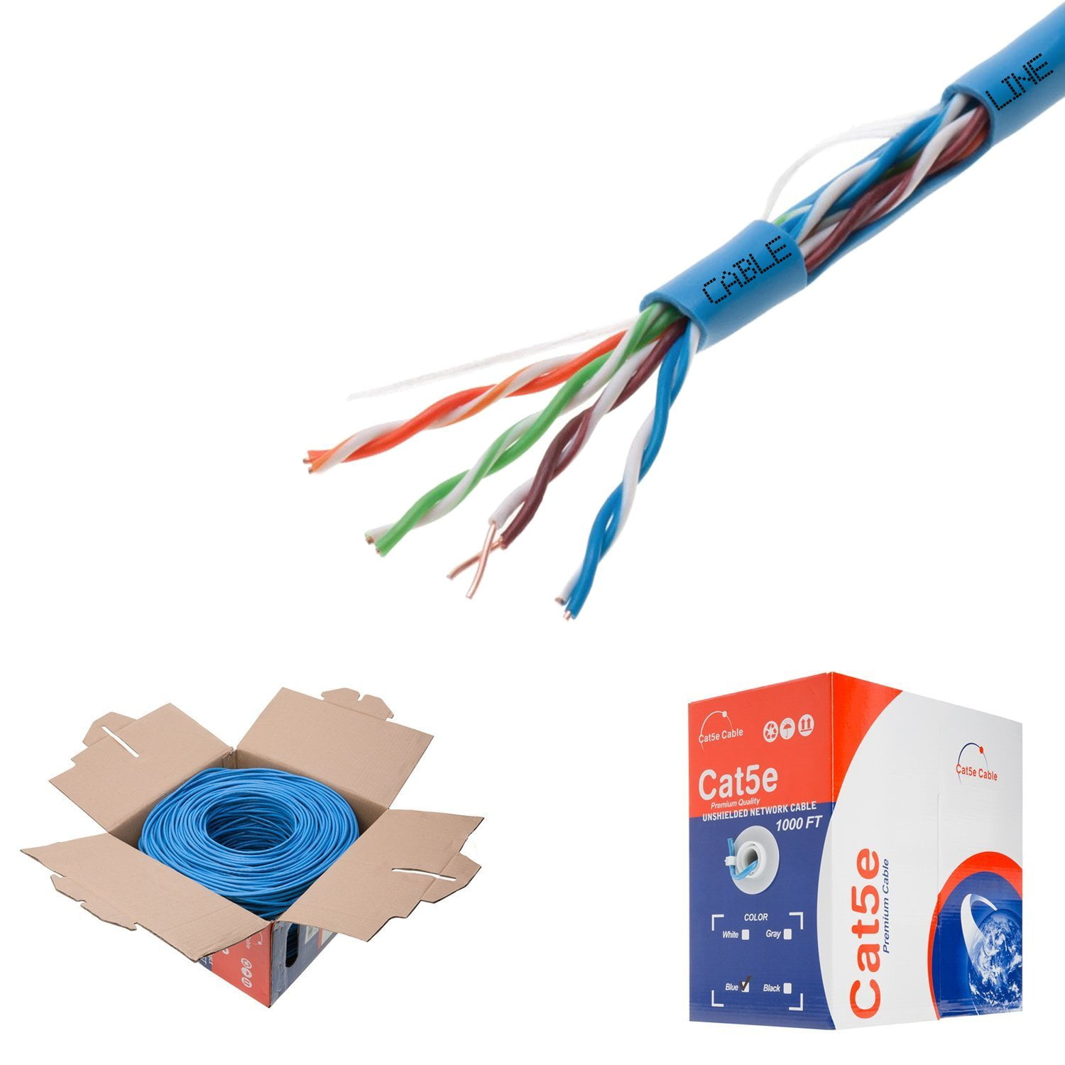 VIVO Red 1,000ft Bulk Cat5e CABLE-V001R Indoor Cat-5e Wire Network Installations CCA Ethernet Cable UTP Pull Box 24 AWG 