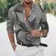 thumbnail image 2 of Camisas De Sport Para Hombre Casual Hombres Solapa suelta Estampado geométrico Manga larga Puños Botón Puerto Estilo Floral Camisa Playa Hawaiianss Verano Top (Dark Gray, XXL), 2 of 3