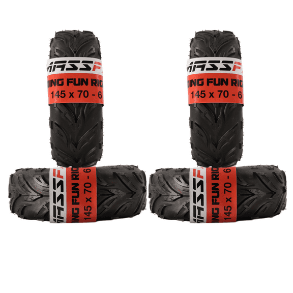 MASSFX 145/70-6 front or rear Mini ATV, Go Kart, or Lawn Equipment Tire - 4 Ply Rating - 6mm Tread Depth - Heavy-Duty Construction - Versatile Size for Various Equipment - 145x70x6