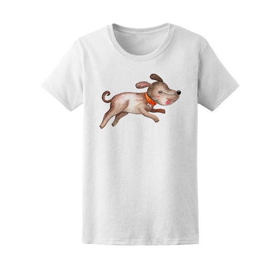 Cool Watercolor Dog Running T-Shirt Women -Image by Shutterstock, Female Large