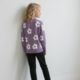 thumbnail image 4 of Tfken Sweater For Boys Toddler Size 1-2 Years Crew Neck Flower Print Daily Wear Warm Purple Pullover Sweater, 4 of 6