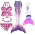 thumbnail image 1 of Summer Girl Mermaid Tail With Monofin Halloween Costume Princess Dress Swimsuit Bikini Bathing Suit For Swim, 1 of 3