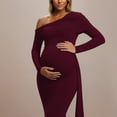 thumbnail image 5 of Conairie Maternity Dress for Baby Shower Photoshoot Pregnancy off Shoulder Midi Dress Long Sleeve Elegant Flowy Wedding Dress M, 5 of 7