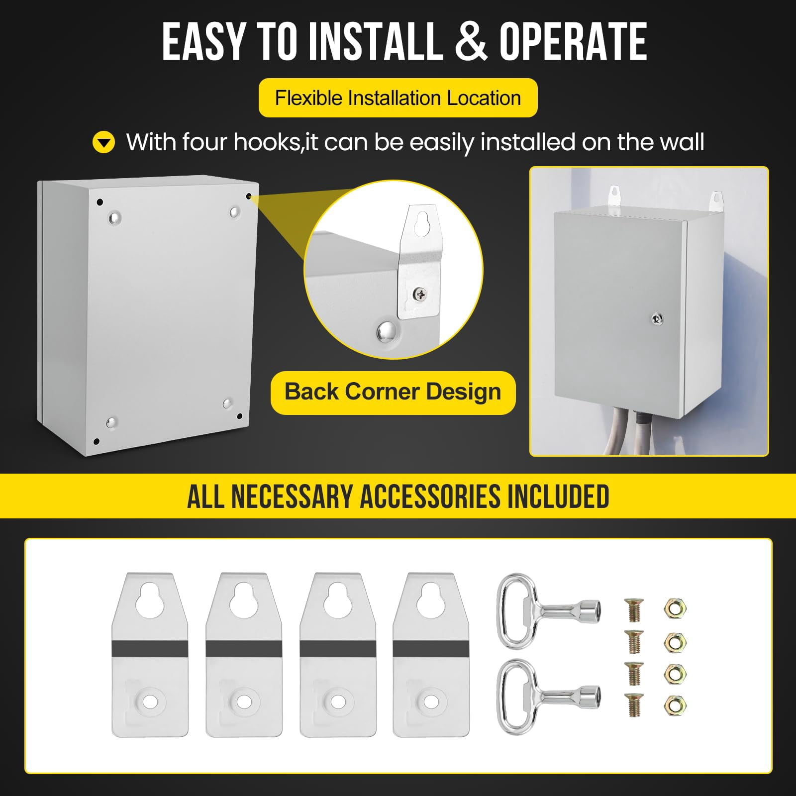 Outdoor NEMA Steel Enclosure, 16x12x6 NEMA 4X Steel Electrical Box, IP66 Waterproof & Dustproof, Outdoor/Indoor Electrical Junction Box