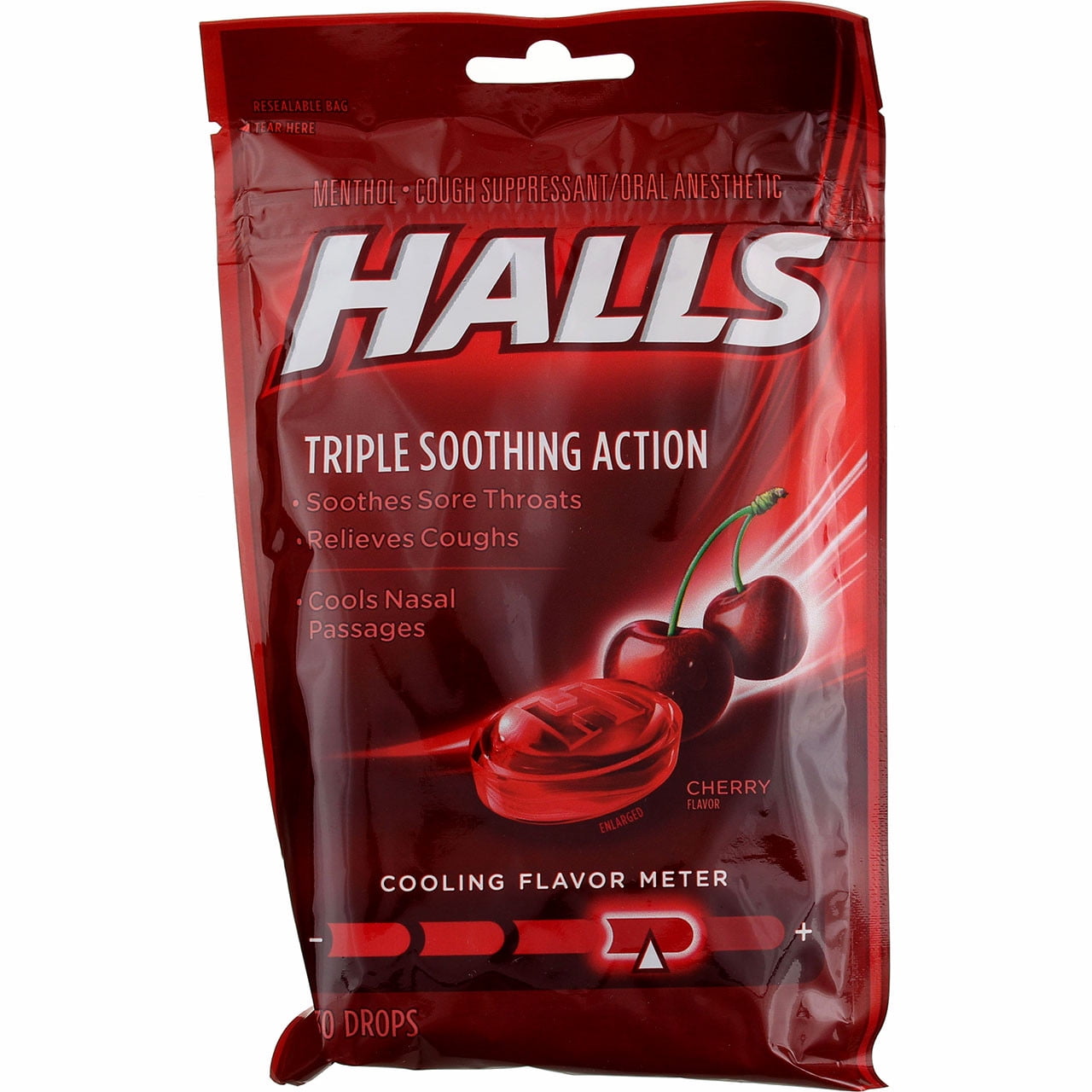 Halls Triple Soothing Action Cough Drops, Cherry, 30 Ct (6 pack)