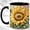Black, variant on Geometric Sunflower Coffee Mug, Floral Garden Mug, Ceramic 11 oz