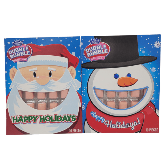 Dubble Bubble Bubble Gum Santa and Snowman Happy Holidays 10 Piece 2 Pack