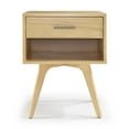 thumbnail image 4 of Camaflexi Mid Century Modern Nightstand 1 Drawer Night Stand with Open Shelf, Oak, 4 of 10