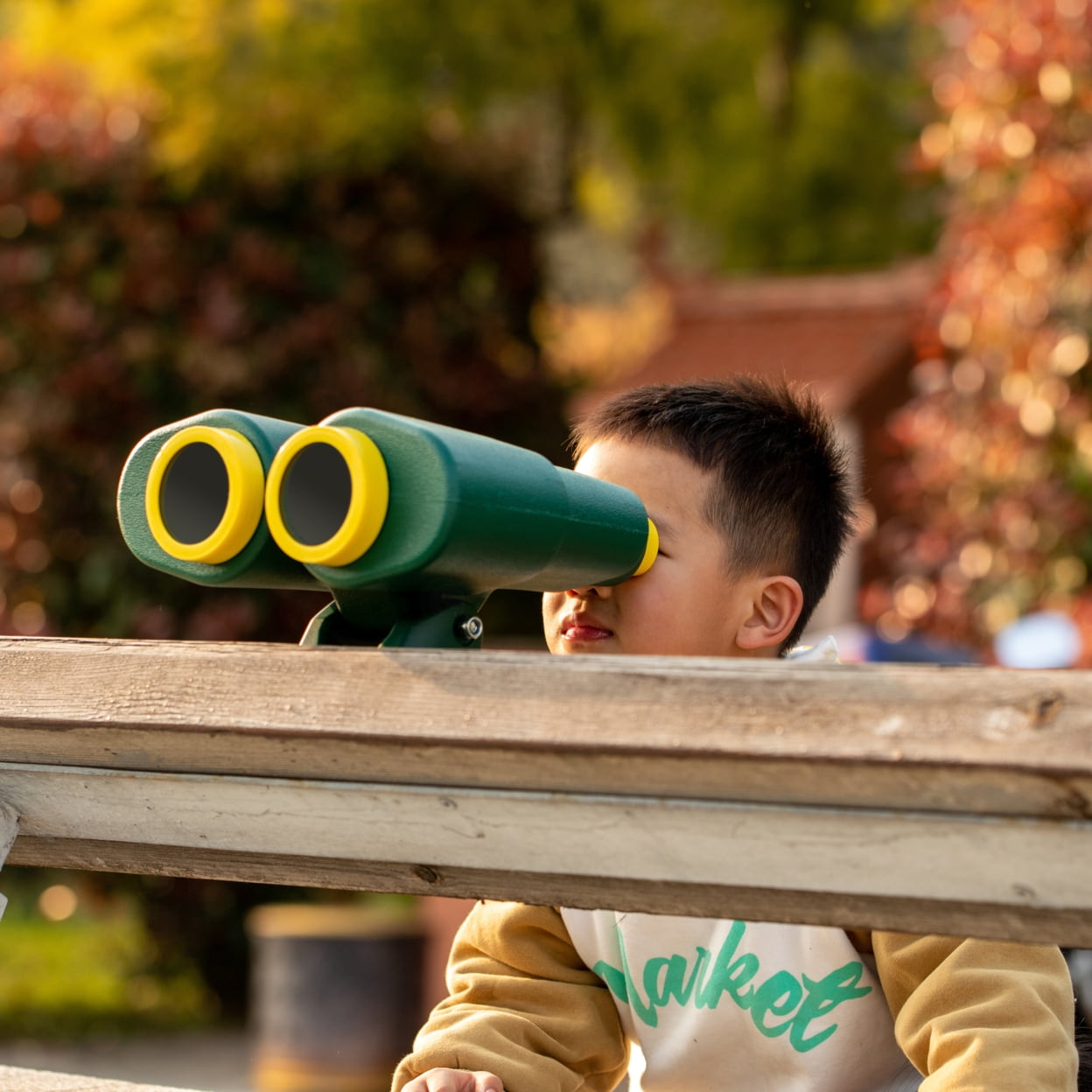 Green and Yellow Plastic Outdoor Gym Playground Pirate Ship Double Telescope, Kids Treehouse Toy Accessories Binocular